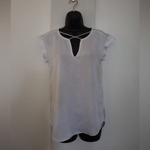 Express Criss-Cross V-neck Gramercy Tee | White | Size XS